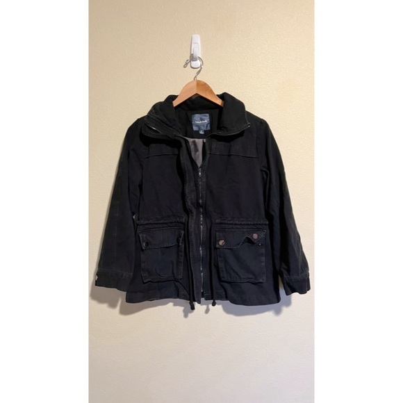 Modcloth Black Zip Up Utility Oversized Army Jacket M - Picture 2 of 9